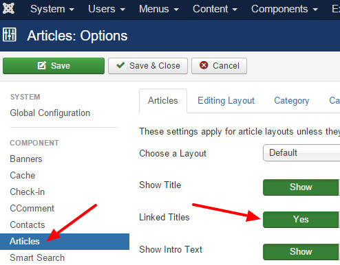 Activate Linked Titles for Joomla SEO